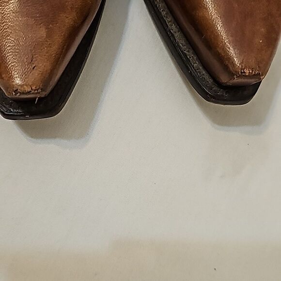 - Vintage DAN POST Men's Western Brown Bexar Rust Saddle Snip Toe Cowboy B… - Picture 13 of 13